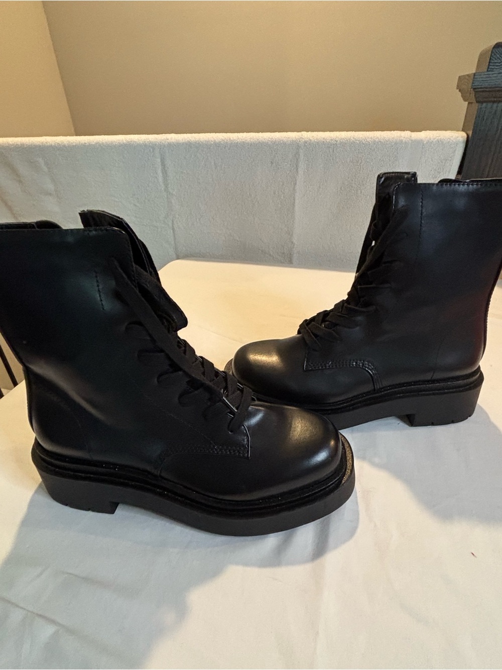 H&M Black Lace-Up Platform Combat Boots